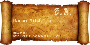 Baran Mihály névjegykártya
